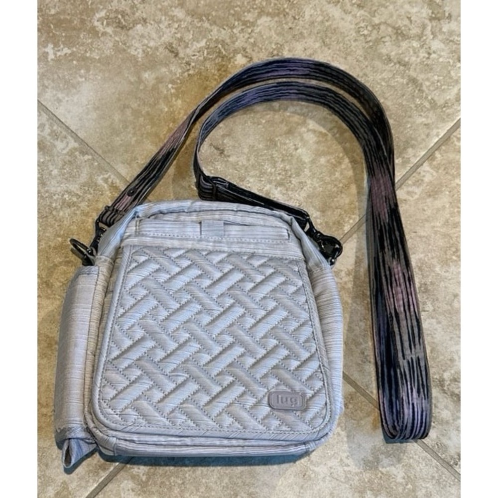 Lug Flapper Crossbody Bag Quilted Washable Handbag Light Grey Safe Travel